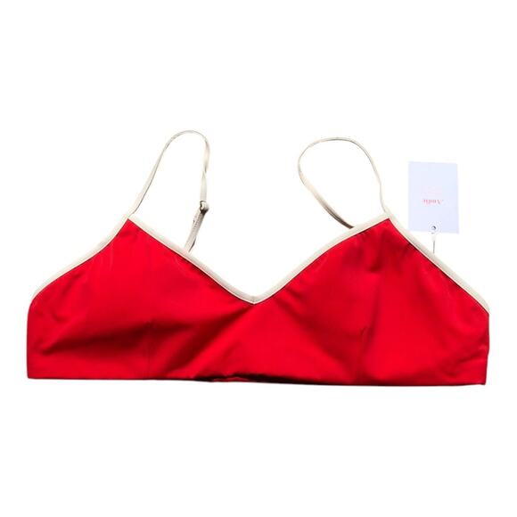Andie NWT The Bells Sporty Chic Poppy Red With White Trim Bikini Top Extra Large - Picture 3 of 12